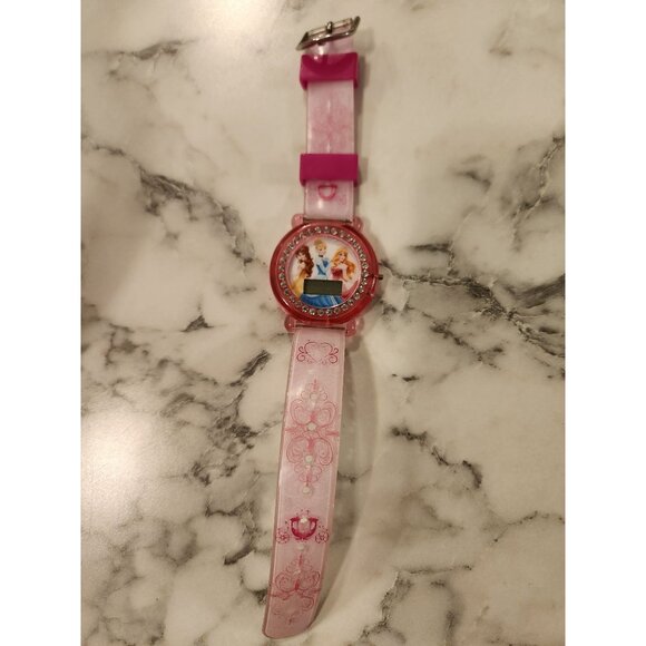 Disney Princess Girls Pink Digital Watch With Rhinestone Bezel & Printed Band - Picture 1 of 6